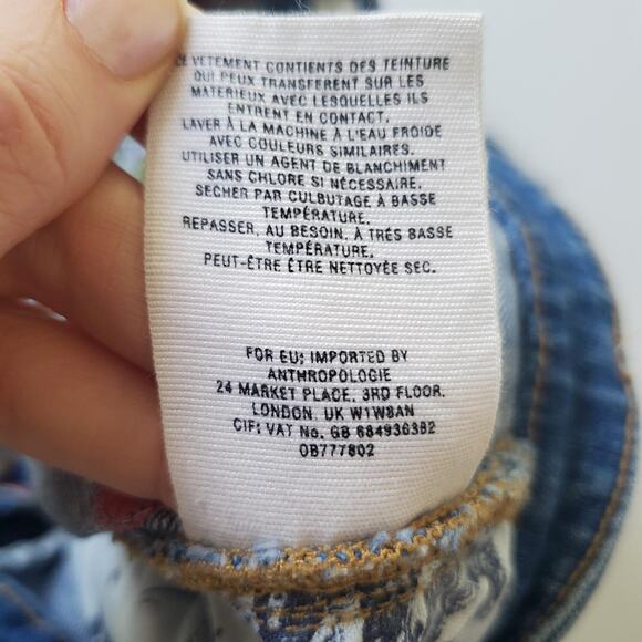 Pilcro And The Letterpress Shorts Womens 31 Blue Floral Embroidered Boyfriend - Picture 9 of 11